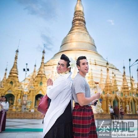 泰星Nadech缅甸之行穿纱笼照