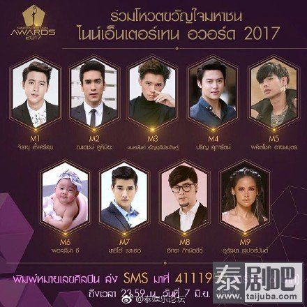 泰国娱乐盛典《Nine Entertain Awards2017颁奖礼》提名者